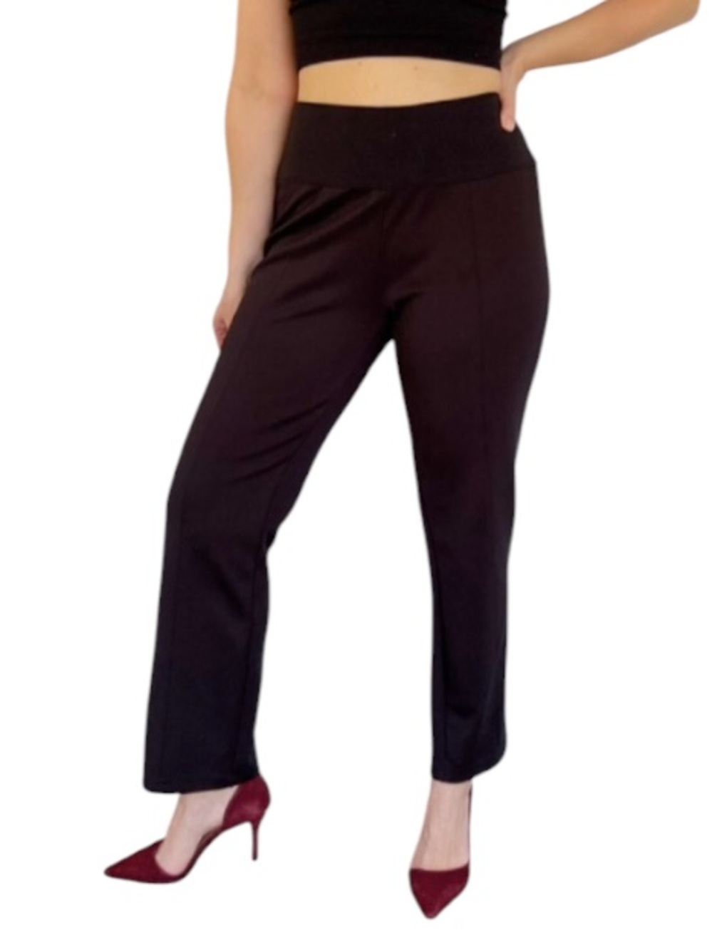 Zac & Rachel Petite black straight leg elastic banded waist dress pants size PM